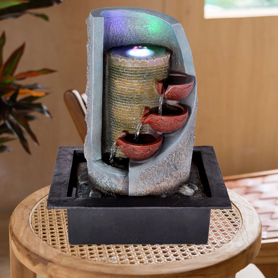 Fontaine de Table D'Intérieur RGB Changement Couleur Lampe Décorative H 39,5 CM - Photo 1/4