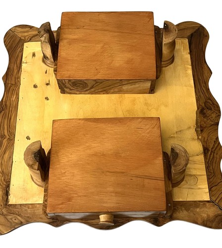Handmade Olive Wood Chess Set With Storage Drawers 12" X 3" Natural Grain Patter - Picture 11 of 22