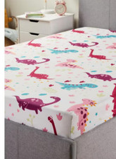 DOUBLE Bed Fitted Sheet Dino Dinosaur  Kids Children’s Fun Bedding NEW
