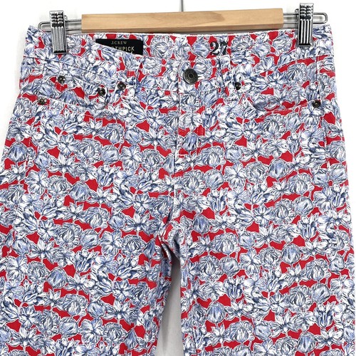 J Crew Liberty Art Fabrics Matilda Toothpick Ankle Jeans Size 27 Red White Blue - Picture 2 of 12