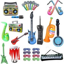 Music Instrument Blow Up Roll Party Holiday Air Inflatable Guitar Rock Kid Toys'