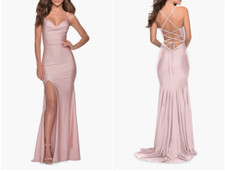 La Femme Mauve Jersey Column Strappy Gown Size 8 NWOT