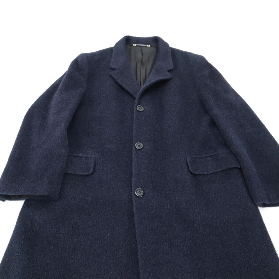 Chaqueta Sobrecaot Pesada de Lana de Cordero Alpaca Azul Marino Peruvian Connection Para Hombres 46 Foto 4 de 4