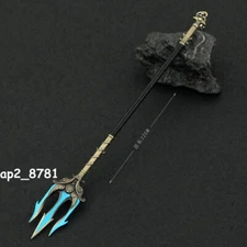 1/12 8.66'' Metal Trident Miniature Spear Halberd For Poseidon 6'' Action Figure