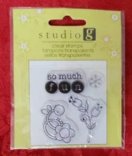 Studio G Clear Stamps SO MUCH FUN Flowers Package of 4 NEW 