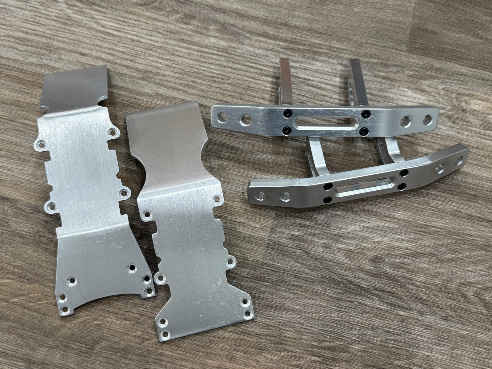 T-Maxx or E-Maxx Silver  Anodized Billet Aluminum Skid Plate + Bumper F&R