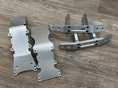 T-Maxx or E-Maxx Silver  Anodized Billet Aluminum Skid Plate + Bumper F&R