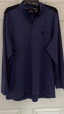 SPYDER ACTIVE Pullover Mens Size  XL Blue 1/4 Zip Long Sleeve Stretch Polyester