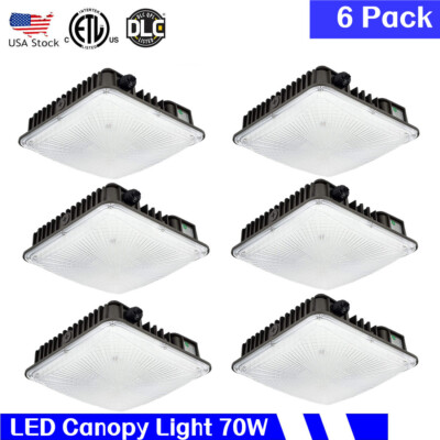 6-PACK LED Gas Station Canopy Light for Parking Lot Corridor Street Garage 70W