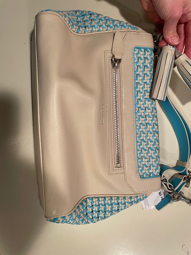 Borsa a tracolla Coach nuova con etichette Legacy Caning Romy #23411 Robin sabbia leggera AUTENTICA! - Foto 8 di 12