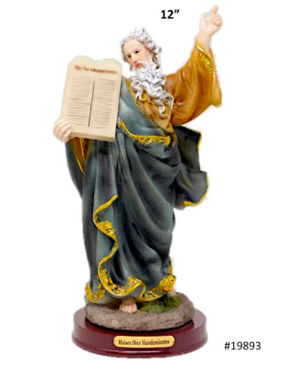  Moises 12'' Diez  Mandamientos, Moses Resin Statue #19893