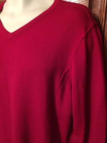 INC International Macy's Red Merino Wool SWEATER, Size M, Deconstructed Seams - Picture 2 of 7