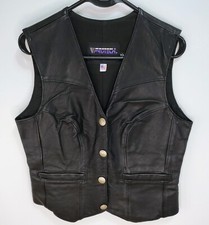 Protech Performance Leather Vest USA Made Buffalo Nickel Snaps Medium Women's