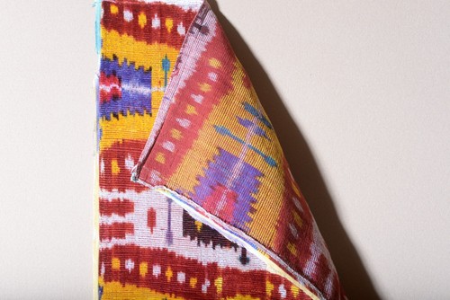 FREMMENTO IKAT VINTAGE NON ANTICO IN VELLUTO DI SETA CON BELLISSIMI COLORI - Foto 12 di 13