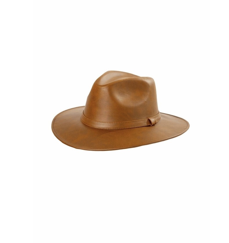 Handmade Leather Fedora Hat in Size M for Men-image
