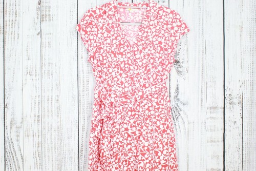 Boden Women's Red Floral Print Short Sleeve Tie Belt Shirt Dress Size 8 - Picture 3 of 13
