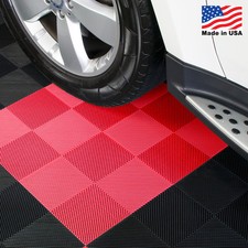 Garage Flooring | Perforated Tiles Red - Made In the USA