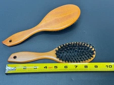 2 Pc Hair Brush Wood Handle Boar Bristle Beard Brush Comb Detangling Straighten