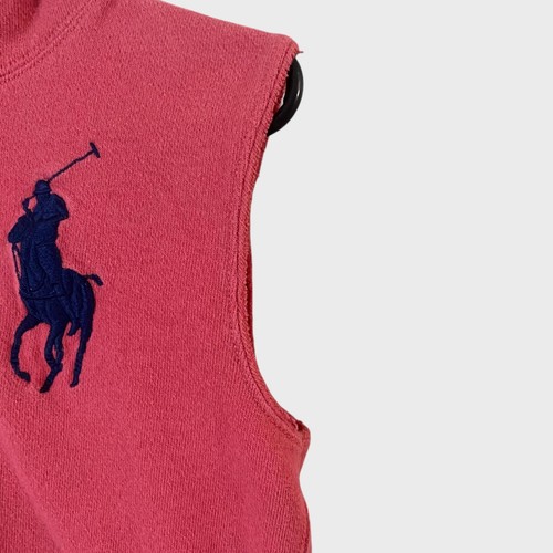 Polo Ralph Lauren Big Pony Sleeveless Hoodie Red Boys Medium 10-12 Upcycled - Picture 8 of 14