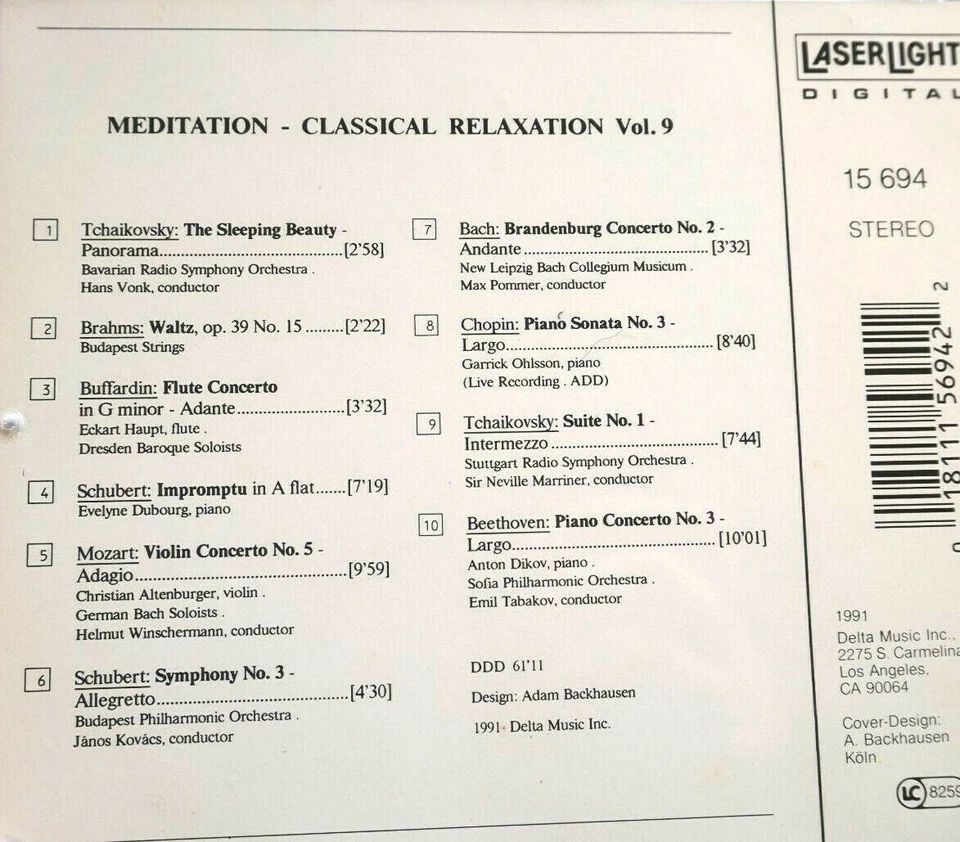 Meditation - Classical Relaxation, Vol. 9 - CD, VG - Bild 2 von 2
