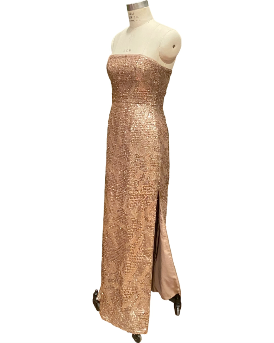 BCBG MaxAzria Lela Gold Sequin Dress Strapless Women's Size 2 Gown | eBay
