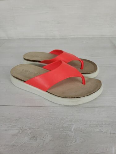 Ecco sandalo donna perizoma sughero taglia 7 arancione corallo slide comodo casual - Foto 3 di 11