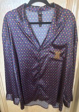 Savage X Fenty Mens Satin Sleep Shirt sz S Sleepwear Lounge Blue Yellow Red