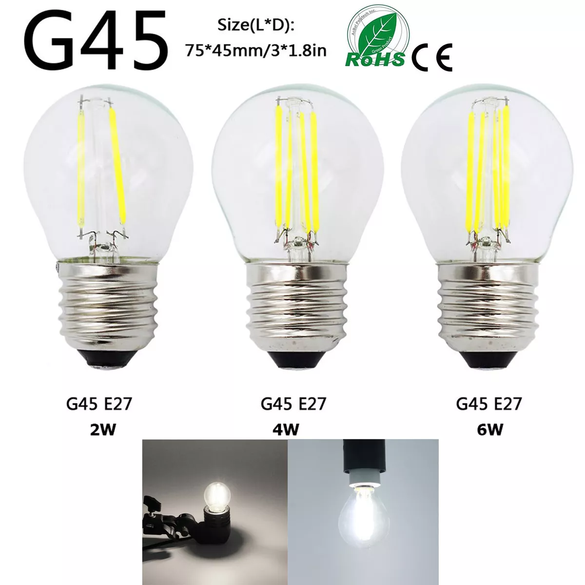 E27 LED G45 Filament Bulbs Vintage Retro Light Lamp 2W 4W 6W 220V Cool White HL