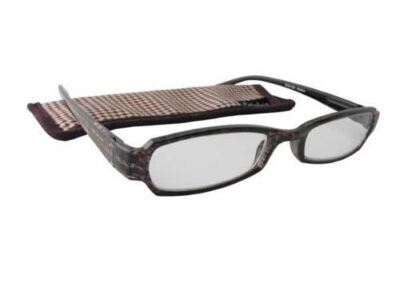 Calabria 758 Reading Glasses&Matching Chamois Case Spring Hinge Brown +1.50