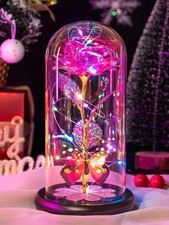 Valentines Day Rose Gifts for Her Women Birthday Gift Galaxy Glass D Pink 