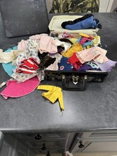Vintage Barbie Case With Vintage Doll Clothes And Accessories