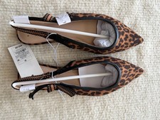 A New Day Leopard Print Pointed Toe Slingback Flats Size 8.5