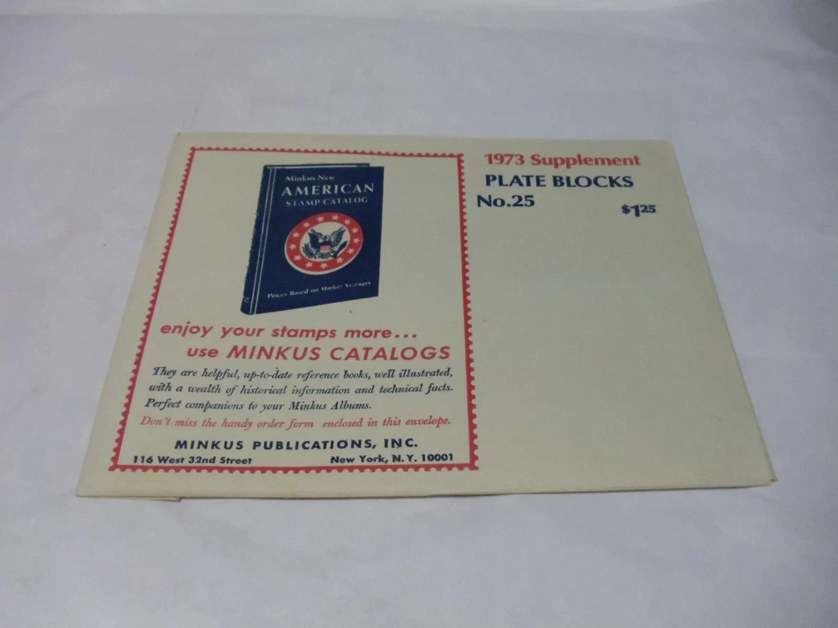 SFSTAMPS New Minkus 1973 US Plate Block Supplement No. 25 Stamp Album Pages