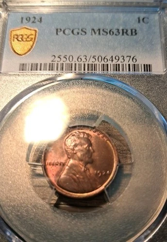 1924 Lincoln Cent PCGS MS 63 RB