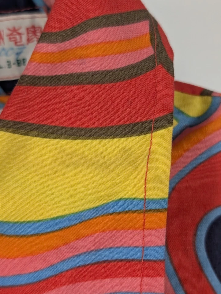 Camisa Psicodélica Vintage Años 60 70 Arte Geométrico Hippie Mod 32" Hong Kong Trippy Foto 4 de 4