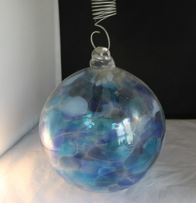Art Glass Large Orbital Blue Sun Catcher Ball Yard Art Decor