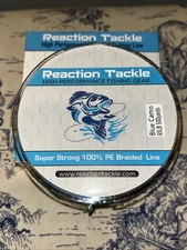 Reaction Tackle Braided Fishing Line Blue Camo 65 LB 500 yards 100% PE Braided