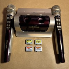 Magic Sing ET18K Wireless Karaoke - 2 Microphones - 4 Magic Sing Cartridges Lot