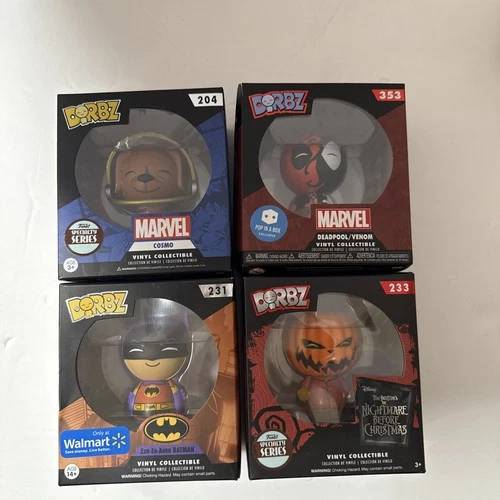 Dorbz Lot Of 4 Marvel Cosmo, Deadpool, Zur-en-arrh Batman, Nightmare Before Chri