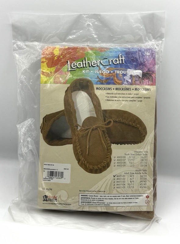 Tandy Leather Factory Scout Moccasin Kit 4601-01 Adult Size 4/5 Suede DIY NIP