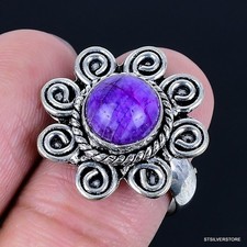 Purple Moonstone 925 Silver Plated Handmade Ring of US Size 8