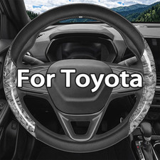 For Toyota Car Steering Wheel Cover Peach Wood Gray Leather Anti-slip 15 For Toyota Car Steering Wheel Cover Peach Wood Gray Leather Anti-slip 15