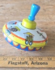 Vintage Spinning Top Metal Tin Toy Circus Train Ohio Art