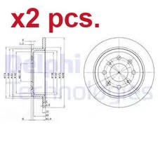 X2 PCS REAR BRAKE DISC ROTOS X2 PCS SET BG2538 DELPHI I