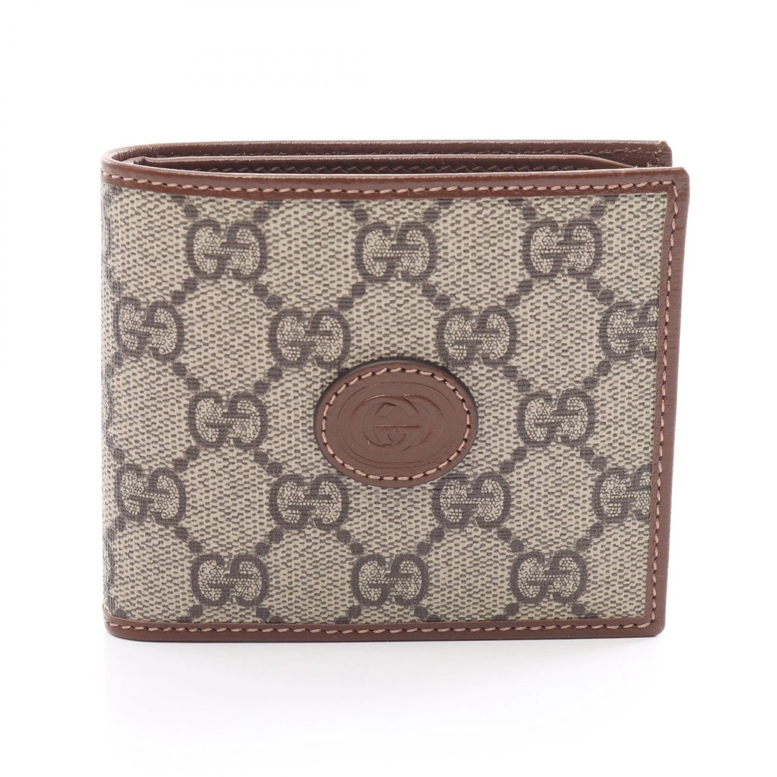 Portefeuille Gucci imbriqué G Gg Supreme double pli toile enduite PVC cuir homme taille