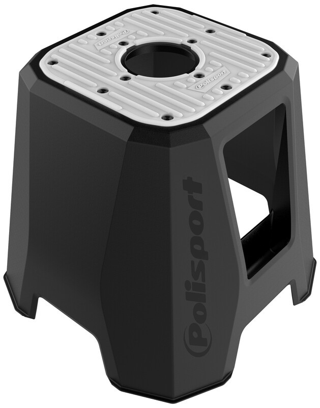 Support moto POLISPORT 420mm en caoutchouc noir et gris pour béquille latérale