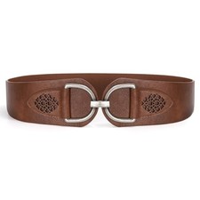 SANSTHS Vintage Women Stretchy Wide Belt Chunky Buckle Elastic Wide Waist Bel...