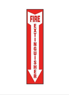 Fire Extinguisher Arrow Down Sign Adhesive Backed(5pk)18 x4 -Standard Size