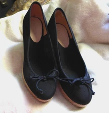 J Crew Womens 8 Seville Espadrille Wedge Black Canvas Heel Made In Spain NICE