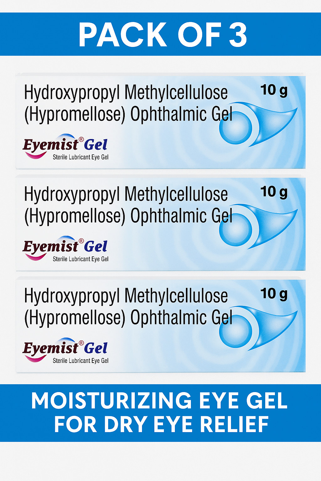 Eyemist Gel 10g x 3&ndash; Dry Eye Relief Lubricating Eye Gel Long-Lasting Hydration